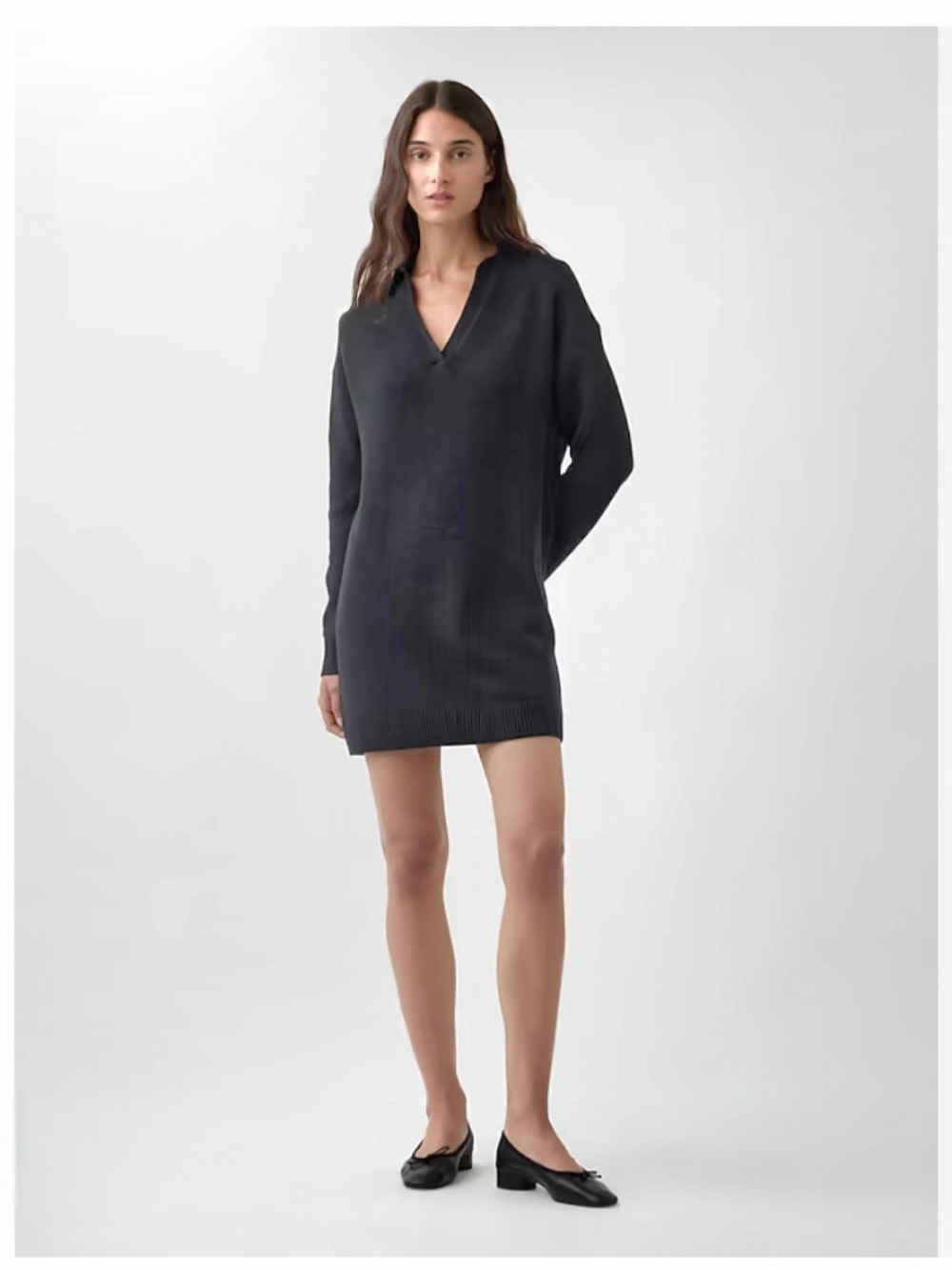 Uniqlo Navy V-Neck Hooded Merino Knit Tunic Sweater / Dress